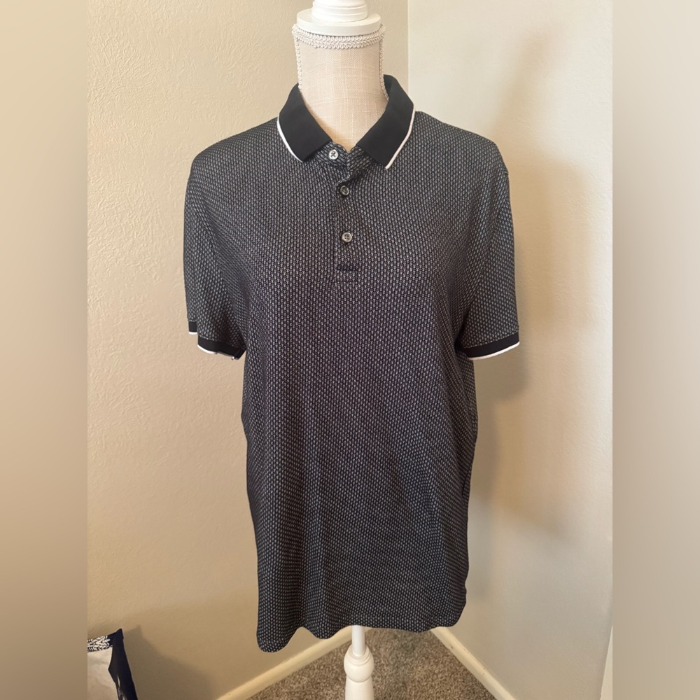 EXPRESS Men’s Black/White pattern Polo Sz M